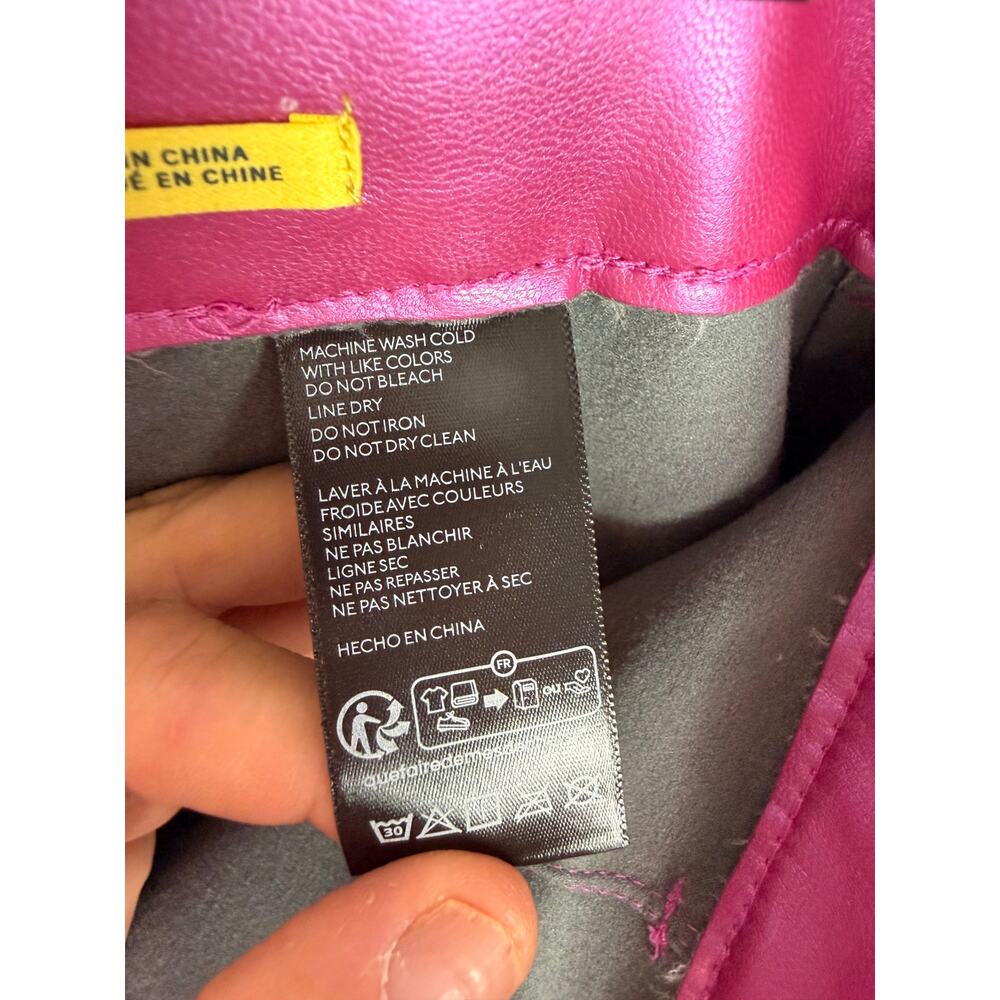 Maeve by Anthropologie Colette Wide Leg Faux Leather Pants Pink Women’s 31 - Picture 5 of 5